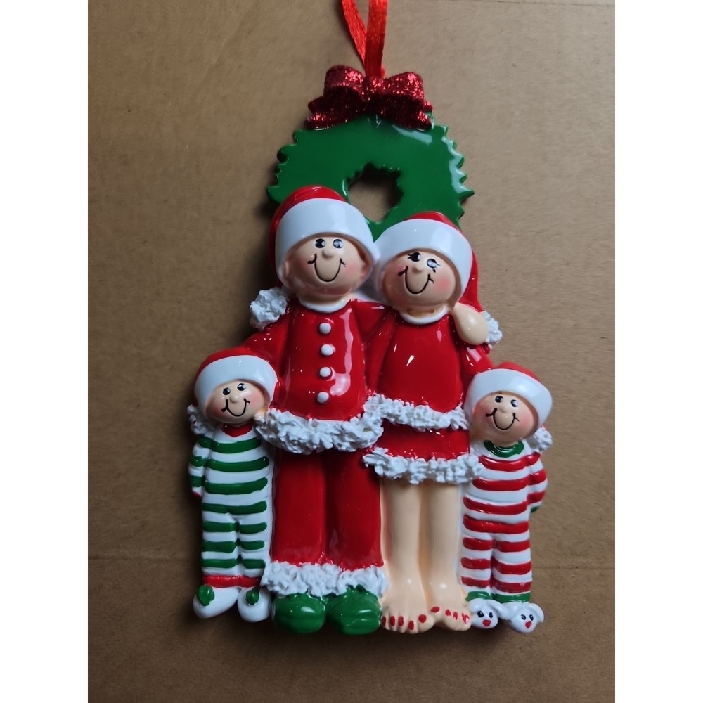 Personalized Christmas Ornament Family Of Four, Mom,Dad,2 KidsCustom Family Of 4